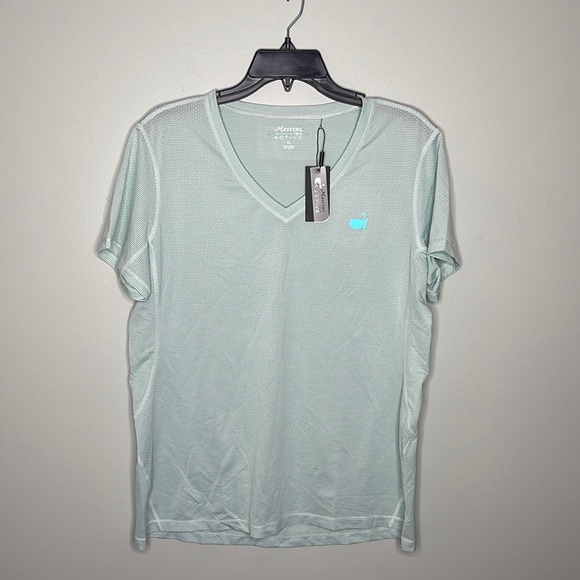 Masters Tops - NWT Masters V Neck Short Sleeve Tech Shirt Womens Sz XL Icy Green!